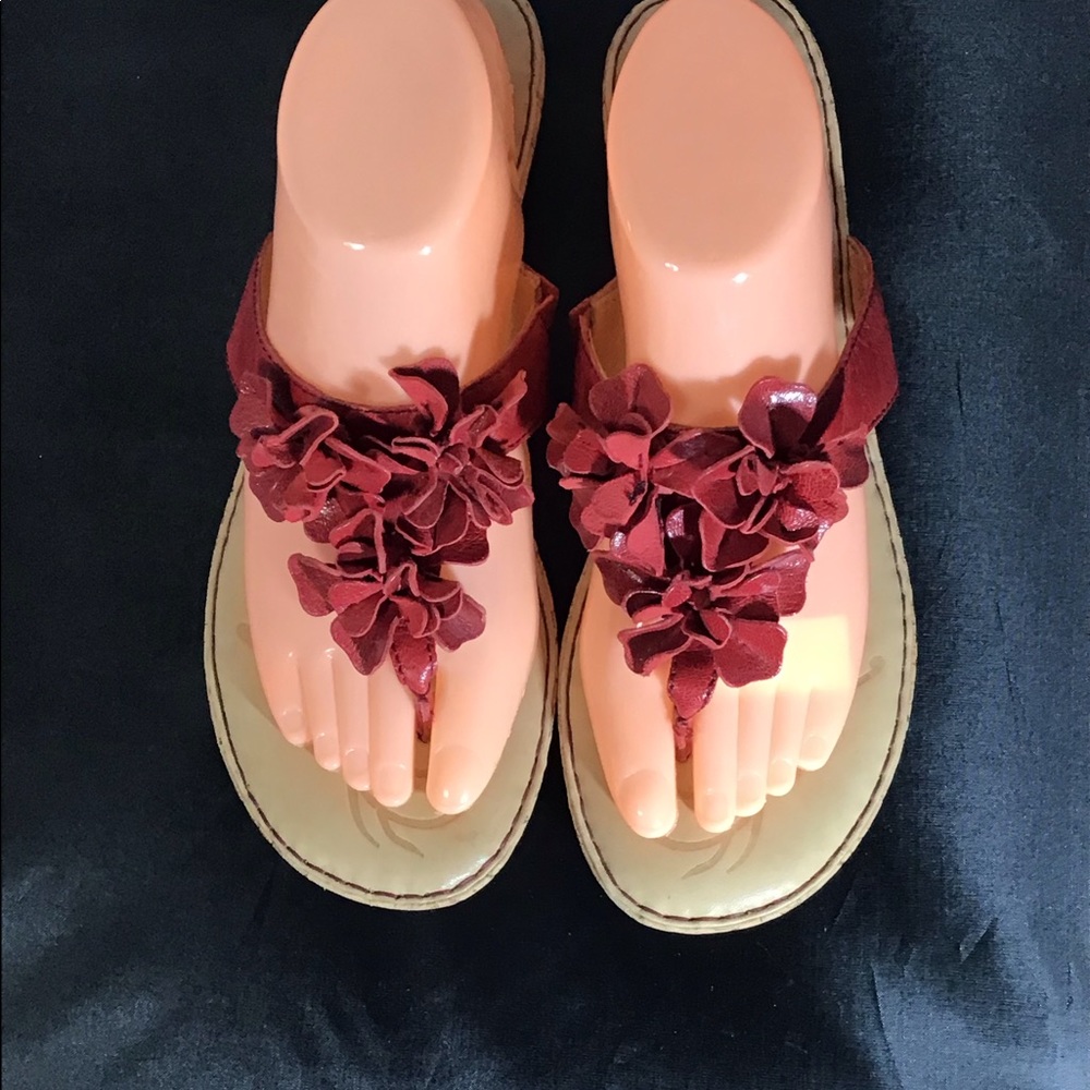 Born Burgundy Floral Flats